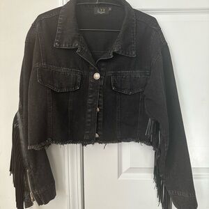 Black Fringe Denim Jacket
